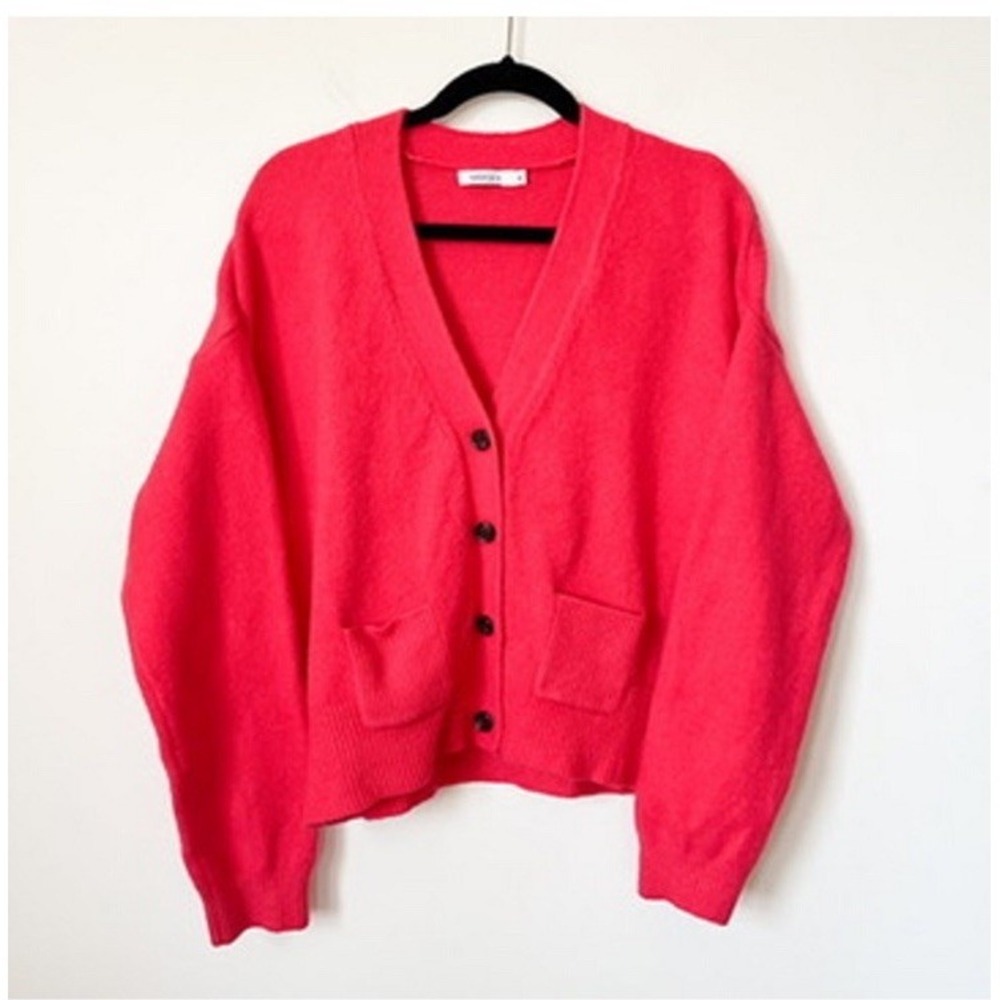 MERSEA Womens Cardigan Sweater Knit Buttons Front Pockets Size Large‎ Pink